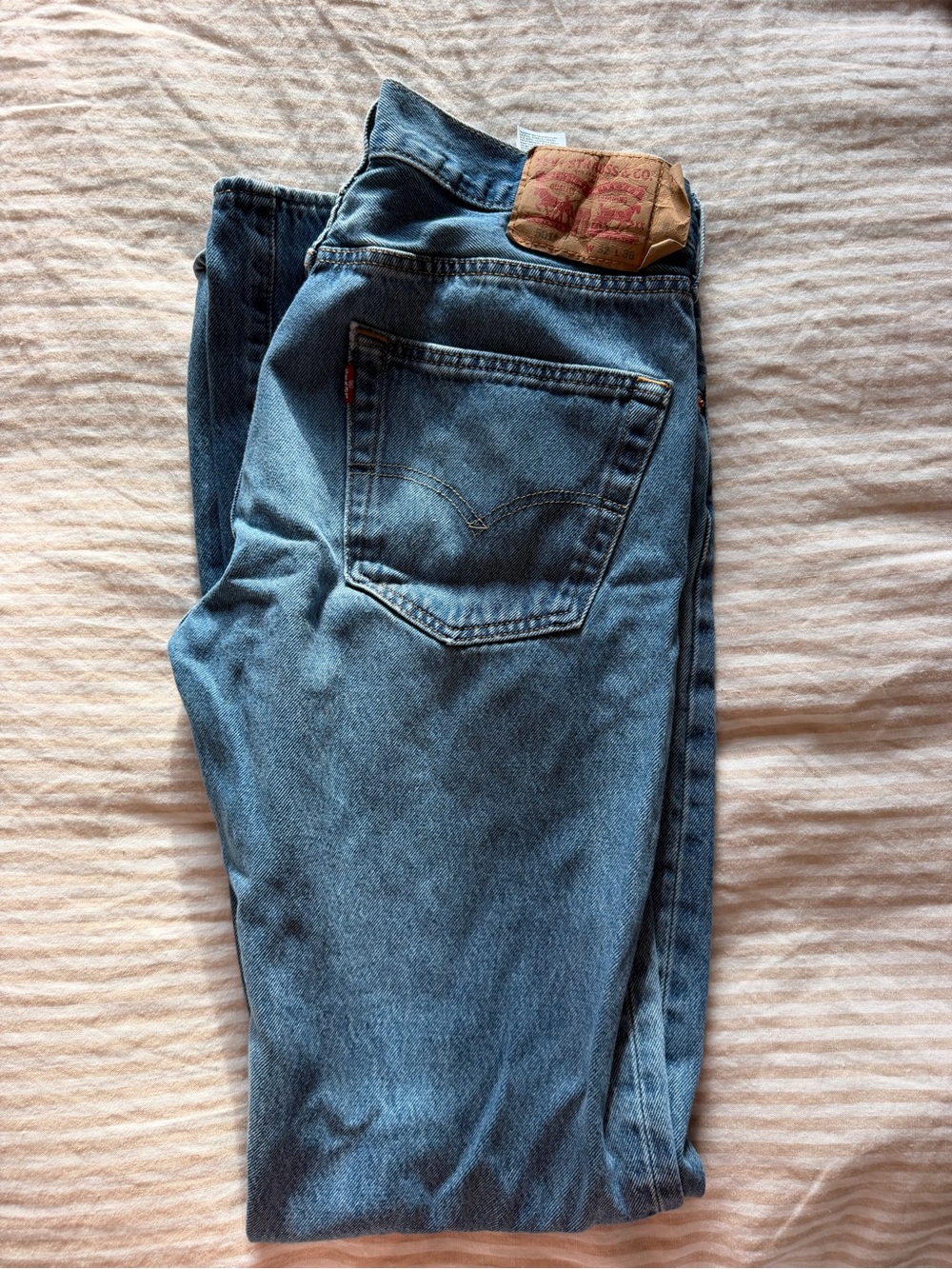 Levi's Men's Light Blue Straight Jeans with Leather Patch